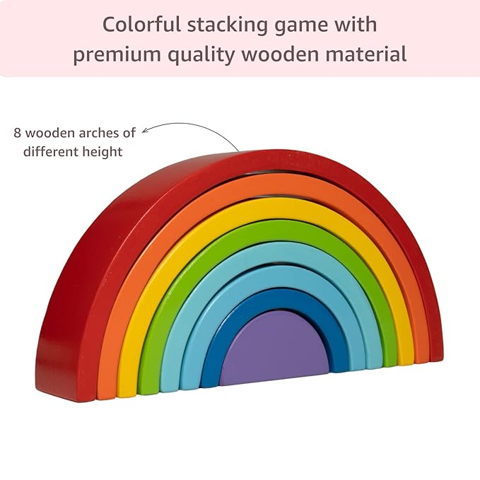 ToyStoe Wooden Rainbow Stacker | Stacking & Nesting Game