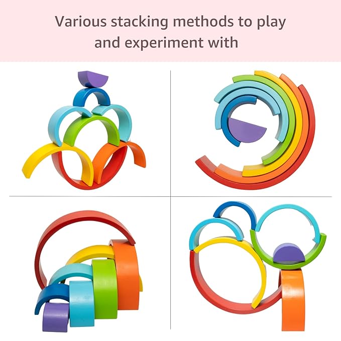 ToyStoe Wooden Rainbow Stacker | Stacking & Nesting Game
