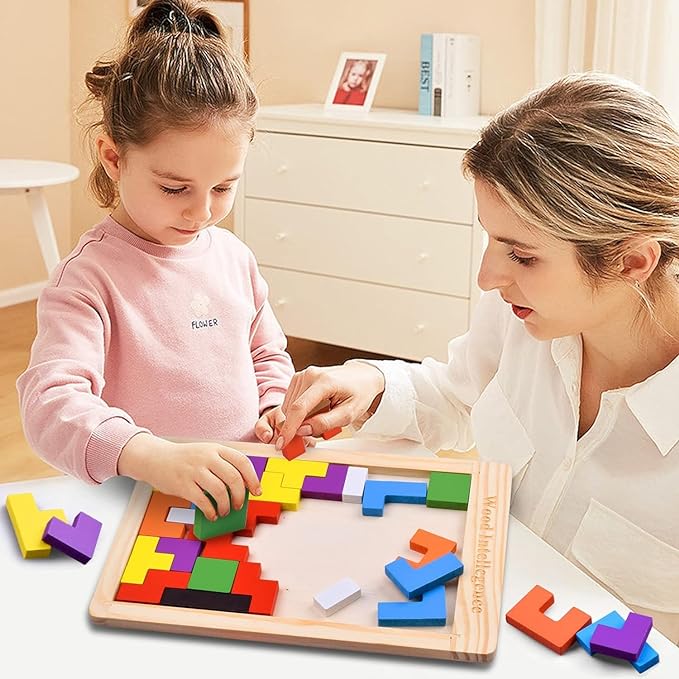 ToyStor 40 Pcs Wooden Russian Blocks Puzzles For Kids