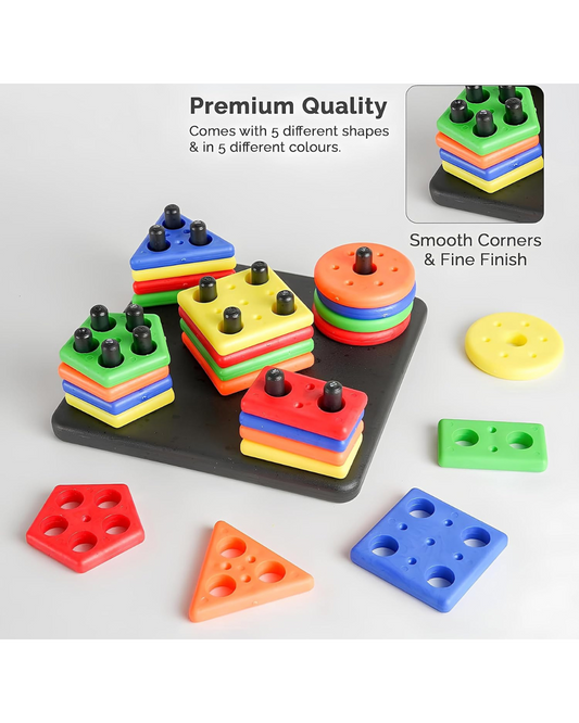ToyStor Shape Sorter Stacker Montessori Color Sorting Puzzle Toy.