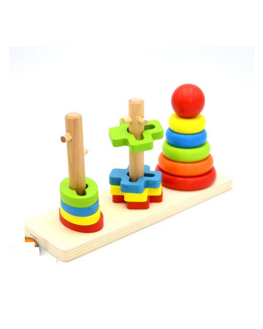 ToyStor Wooden Rainbow Stacker Shape Sorting Educational Toy.