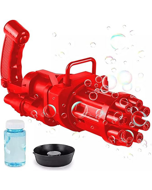 ToyStor 8 Hole Electric Gatling Bubble Gun for Kids with Soap Solution Indoor and Outdoor Toys